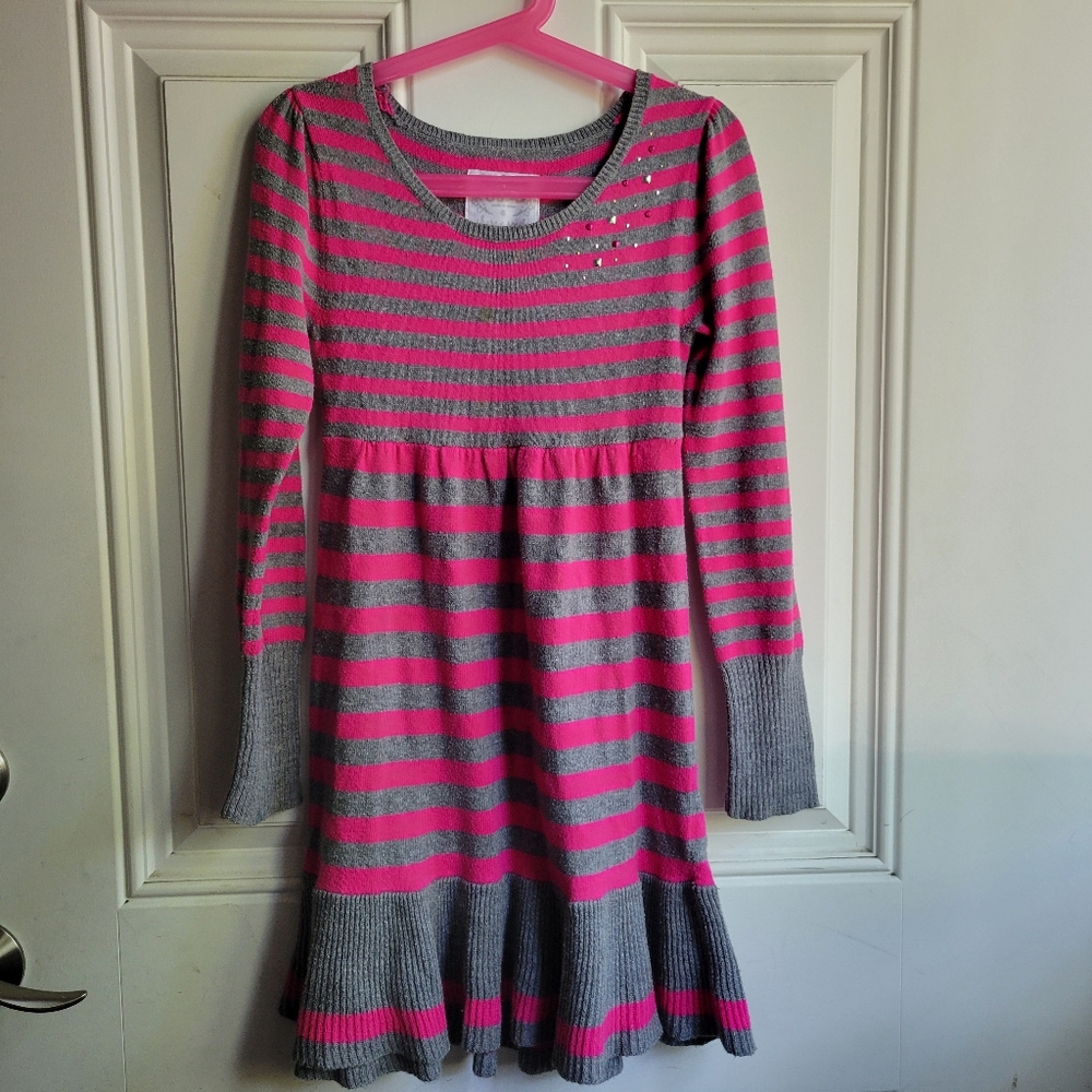 Justice Pink and Gray Striped Dress